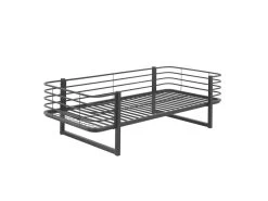 CURVE - Lit 90x200cm Métal Noir Coins Arrondis