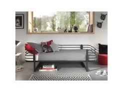 CURVE - Lit 90x200cm Métal Noir Coins Arrondis -Magasin de lits lit 10555693