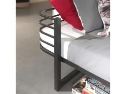 CURVE - Lit 90x200cm Métal Noir Coins Arrondis -Magasin de lits lit 10555695