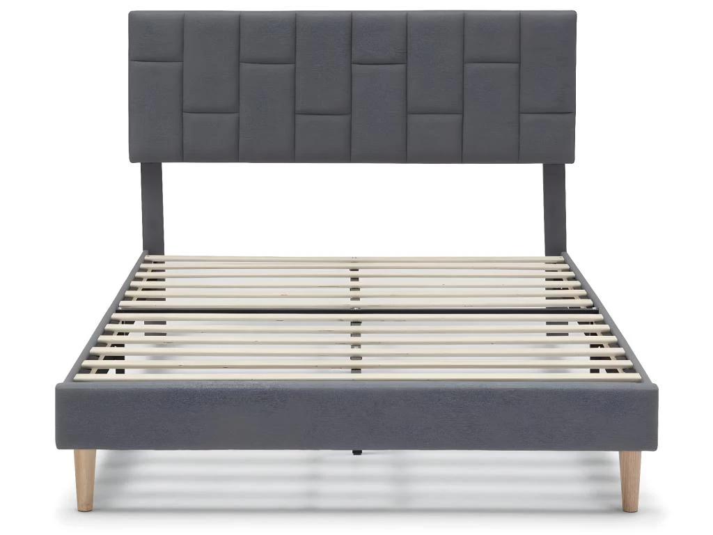 Cadre De Lit Plateforme Sorni Capitonné 30 Cm, 150x190 Cm, Gris Foncé 2 Cadre De Lit Plateforme Sorni Capitonné 30 Cm, 150x190 Cm, Gris Foncé – Image 2