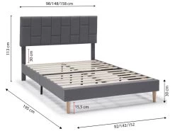 Cadre De Lit Plateforme Sorni Capitonné 30 Cm, 150x190 Cm, Gris Foncé 10 Cadre De Lit Plateforme Sorni Capitonné 30 Cm, 150x190 Cm, Gris Foncé -Magasin de lits lit 10558749
