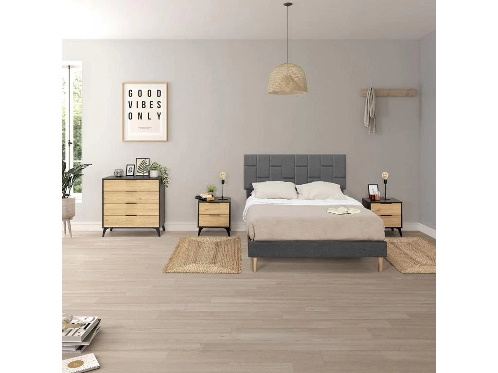 Cadre De Lit Plateforme Sorni Capitonné 30 Cm, 150x190 Cm, Gris Foncé 6 Cadre De Lit Plateforme Sorni Capitonné 30 Cm, 150x190 Cm, Gris Foncé – Image 6