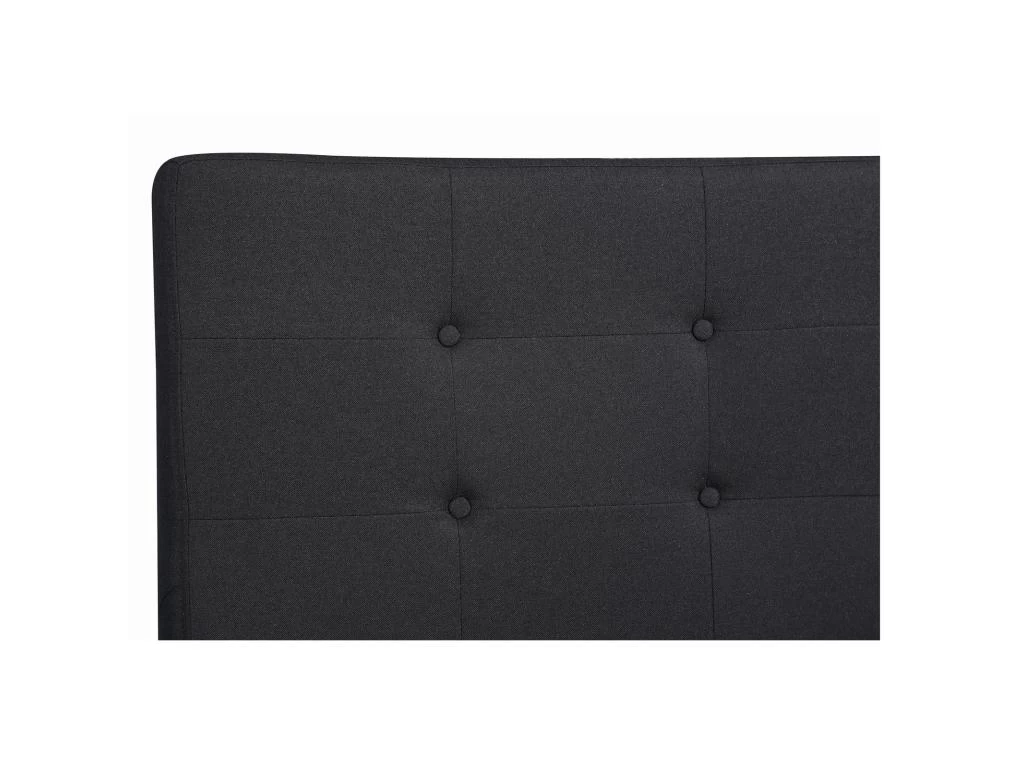 Lit Simple Pour Adulte LILLE 120x190 Cm 1 Place Et Demi / 1 Personne, Avec Sommier Et Pieds En Bois, Tissu Capitonné Noir 4 Lit Simple Pour Adulte LILLE 120x190 Cm 1 Place Et Demi / 1 Personne, Avec Sommier Et Pieds En Bois, Tissu Capitonné Noir – Image 4