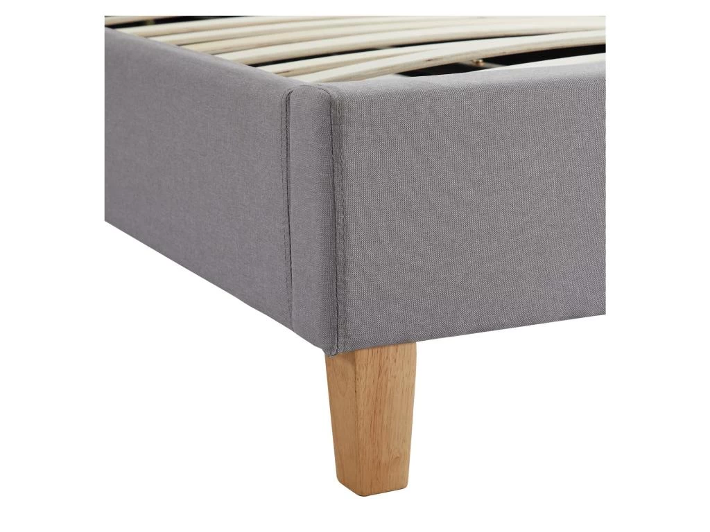 Lit Simple Pour Adulte Ou Enfant LILLE 90x190 Cm 1 Place / 1 Personne, Avec Sommier Et Pieds En Bois, Tissu Capitonné Gris 5 Lit Simple Pour Adulte Ou Enfant LILLE 90x190 Cm 1 Place / 1 Personne, Avec Sommier Et Pieds En Bois, Tissu Capitonné Gris – Image 5