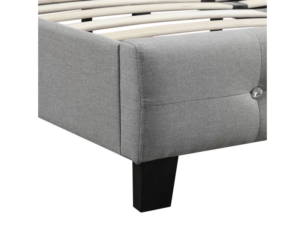 Lit Simple Pour Adulte JOLIEN Avec Sommier 120x190 Cm 1 Place Et Demi, Tête Et Pied De Lit Capitonnés Avec Strass, En Tissu Gris 4 Lit Simple Pour Adulte JOLIEN Avec Sommier 120x190 Cm 1 Place Et Demi, Tête Et Pied De Lit Capitonnés Avec Strass, En Tissu Gris – Image 4