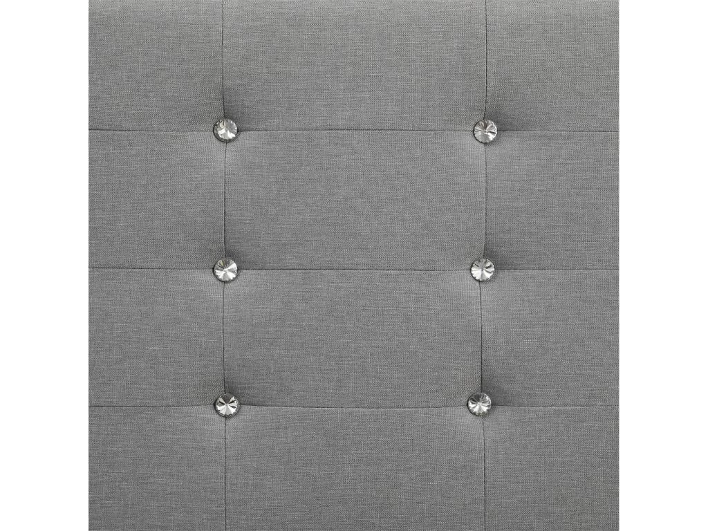 Lit Simple Pour Adulte JOLIEN Avec Sommier 120x190 Cm 1 Place Et Demi, Tête Et Pied De Lit Capitonnés Avec Strass, En Tissu Gris 5 Lit Simple Pour Adulte JOLIEN Avec Sommier 120x190 Cm 1 Place Et Demi, Tête Et Pied De Lit Capitonnés Avec Strass, En Tissu Gris – Image 5