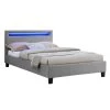 Lit LED Simple 120x190 Cm Avec Sommier, Tête De Lit Confortable, Lit 1 Place Revêtement En Tissu Gris, MARISELA