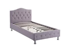 Lit Simple Pour Adulte Ou Enfant BIARRITZ 90x190 Cm 1 Place / 1 Personne Avec Sommier Et Pieds En Métal Chromé, Tissu Capitonné Gris 7 Lit Simple Pour Adulte Ou Enfant BIARRITZ 90x190 Cm 1 Place / 1 Personne Avec Sommier Et Pieds En Métal Chromé, Tissu Capitonné Gris -Magasin de lits lit 10584175