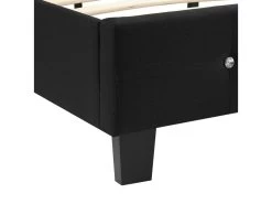 Lit Double Pour Adulte JOSY Avec Sommier 140x190 Cm 2 Places / 2 Personnes, Tête Et Pied De Lit Capitonnés Avec Strass En Tissu Noir -Magasin de lits lit 10584437