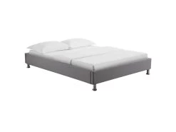 Lit Futon Double Pour Adulte NIZZA 140x190 Cm 2 Places / 2 Personnes, Avec Sommier Et Pieds En Métal Chromé, Tissu Gris