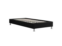 Lit Futon Simple Pour Adulte Ou Enfant NIZZA 90x190 Cm 1 Place / 1 Personne, Avec Sommier Et Pieds En Métal Chromé, Tissu Noir -Magasin de lits lit 10584643