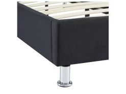 Lit Futon Simple Pour Adulte Ou Enfant NIZZA 90x190 Cm 1 Place / 1 Personne, Avec Sommier Et Pieds En Métal Chromé, Tissu Noir -Magasin de lits lit 10584645