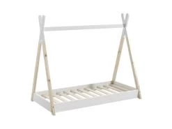 FLITT - Lit Au Sol Junior 70x140cm Blanc Et Pin Forme Tipi
