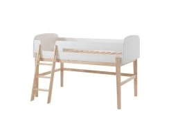 BODHI WHITE - Lit Surélevé 90x200cm H.120cm Blanc Et Bois