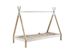 FLITT - Lit 90x200cm Blanc Et Pin Forme Tipi