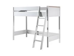 NASH WHITE - Lit Mezzanine Réversible 90x200cm Blanc Et Bois
