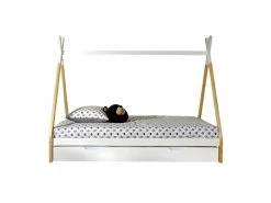 FLITT - Lit 90x200cm Forme Tipi Avec Tiroir Blanc