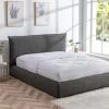 Lit 160 X 200 Cm - Velours Côtelé - Anthracite - SONETRI
