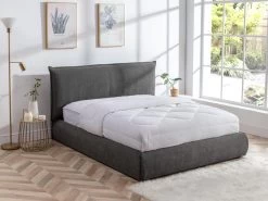 Lit 160 X 200 Cm - Velours Côtelé - Anthracite - SONETRI