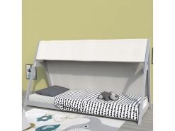 Lit Cabane Tipi 90x200 Cm Avec Sommier Et Toile Gris