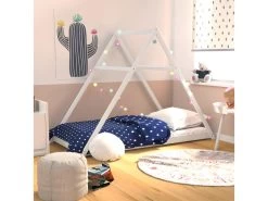 Lit Cabane Tipi 90x190 Sommier Inclus Paco Blanc