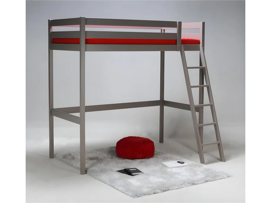 Lit Mezzanine 90x190 Studio - Laqué Gris Taupe 2 Lit Mezzanine 90x190 Studio - Laqué Gris Taupe – Image 2