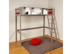 Lit Mezzanine 90x190 Studio - Laqué Gris Taupe 5 Lit Mezzanine 90x190 Studio - Laqué Gris Taupe -Magasin de lits lit 10875075