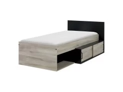 Cadre + Tête De Lit 90*200 Cm Chêne/Noir - VECCHIO