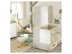 Lit Bébé évolutif Blanc/Pin Blanchi - SWEET -Magasin de lits lit 11143795