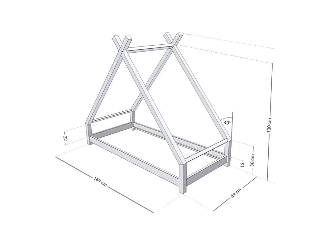 Lit Tipi 80x160 Tahuka - Blanc 2 Lit Tipi 80x160 Tahuka - Blanc – Image 2