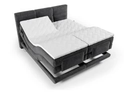Ensemble Boxspring Tête De Lit Capitonnée + Sommiers Relaxation électrique + Matelas + Surmatelas - 2 X 90 X 200 Cm - Anthracite - LODI De PALACIO -Magasin de lits lit 11511333