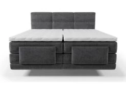 Ensemble Boxspring Tête De Lit Capitonnée + Sommiers Relaxation électrique + Matelas + Surmatelas - 2 X 90 X 200 Cm - Anthracite - LODI De PALACIO -Magasin de lits lit 11511339