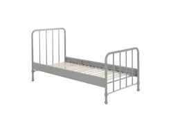 CHICAGO - Lit à Barreaux 90x200cm Métal Poudré Gris