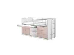 BAYMAX - Lit Combiné 90x200cm Rose Avec Bureau Coulissant