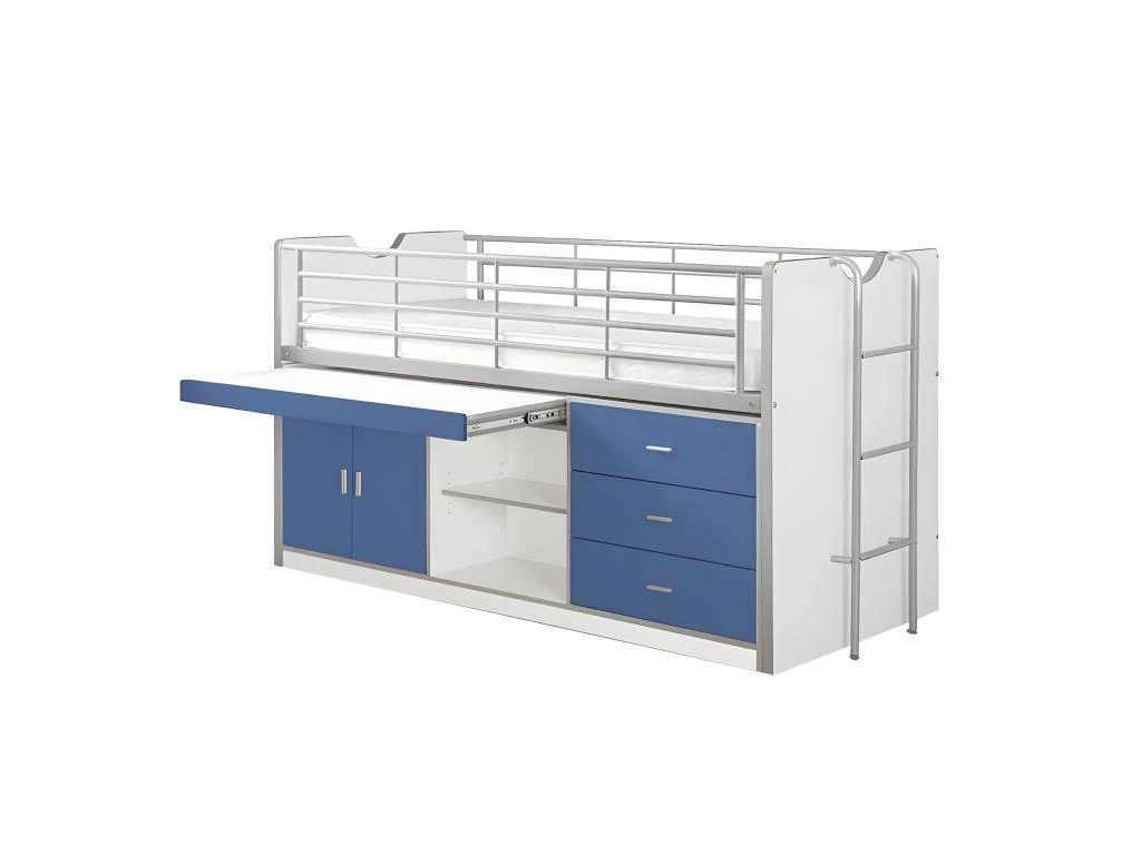 BAYMAX - Lit Combiné 90x200cm Bleu Avec Bureau Coulissant 1 BAYMAX - Lit Combiné 90x200cm Bleu Avec Bureau Coulissant