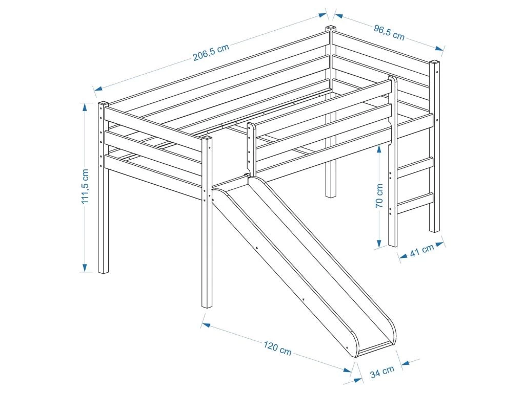 Lit Surélevé Pour Enfant BENNY 90 X 200 Cm Avec Toboggan En Pin Massif Vernis Naturel 2 Lit Surélevé Pour Enfant BENNY 90 X 200 Cm Avec Toboggan En Pin Massif Vernis Naturel – Image 2