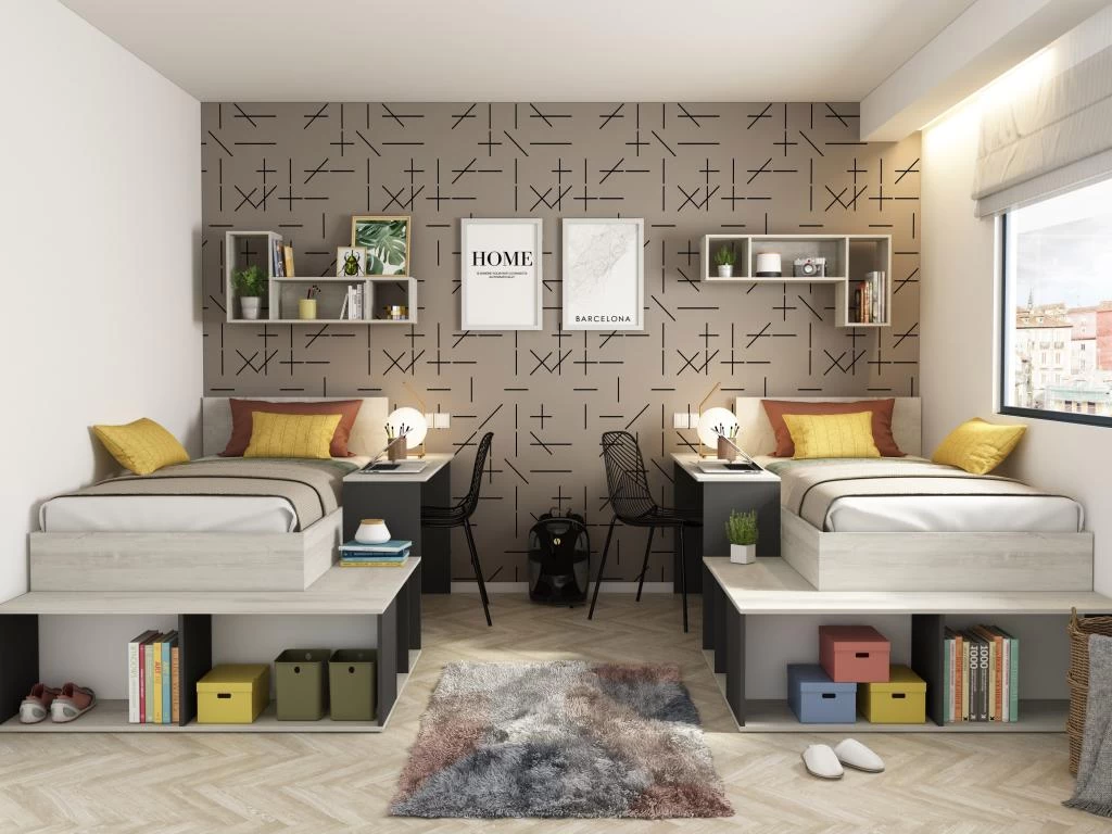 Lit Combiné 90 X 200 Cm Avec Rangements Et Bureau - Coloris : Naturel Et Anthracite + Sommier + Matelas - RIGALI 7 Lit Combiné 90 X 200 Cm Avec Rangements Et Bureau - Coloris : Naturel Et Anthracite + Sommier + Matelas - RIGALI – Image 7