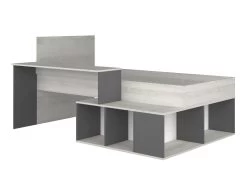 Lit Combiné 90 X 200 Cm Avec Rangements Et Bureau - Coloris : Naturel Et Anthracite + Sommier + Matelas - RIGALI 23 Lit Combiné 90 X 200 Cm Avec Rangements Et Bureau - Coloris : Naturel Et Anthracite + Sommier + Matelas - RIGALI -Magasin de lits lit 12672461