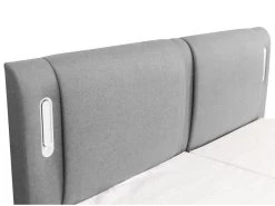 Ensemble Boxspring Tête De Lit Avec Leds + Sommiers Relaxation électrique + Matelas + Surmatelas - 2 X 80 X 200 Cm - Tissu Gris - ASTEMI De PALACIO -Magasin de lits lit 13046559