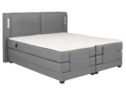 Ensemble Boxspring Tête De Lit Avec Leds + Sommiers Relaxation électrique + Matelas + Surmatelas - 2 X 80 X 200 Cm - Tissu Gris - ASTEMI De PALACIO -Magasin de lits lit 13046561