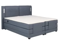 Ensemble Boxspring Tête De Lit Avec Leds + Sommiers Relaxation électrique + Matelas + Surmatelas - 2 X 80 X 200 Cm - Tissu Bleu - ASTEMI De PALACIO -Magasin de lits lit 13046585