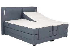 Ensemble Boxspring Tête De Lit Avec Leds + Sommiers Relaxation électrique + Matelas + Surmatelas - 2 X 80 X 200 Cm - Tissu Bleu - ASTEMI De PALACIO -Magasin de lits lit 13046587