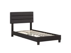 Lit 1 Place FLORIDA 90x190 Cm Avec Sommier, Lit Simple Pour Enfant Ou Adulte, Hauteur Réglable, Lit En Tissu Noir -Magasin de lits lit 13048169