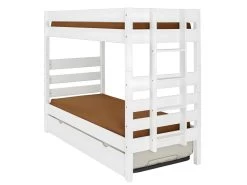 Lit Superposé Haut Avec Sommier Gigogne Aniba Blanc 90x200 Cm