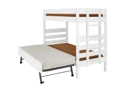 Lit Superposé Haut Avec Sommier Gigogne Aniba Blanc 90x200 Cm -Magasin de lits lit 13072825