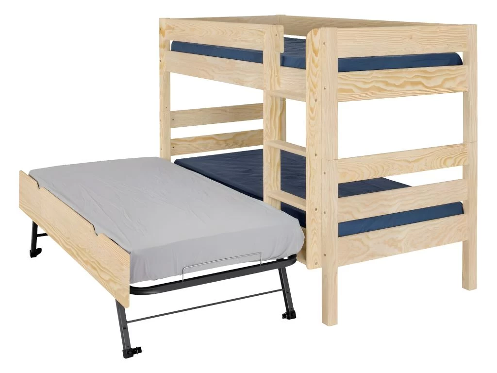 Pack Lit Superposé Avec Sommier Gigogne Et Matelas Nubie Bois Naturel 90x190 Cm 2 Pack Lit Superposé Avec Sommier Gigogne Et Matelas Nubie Bois Naturel 90x190 Cm – Image 2