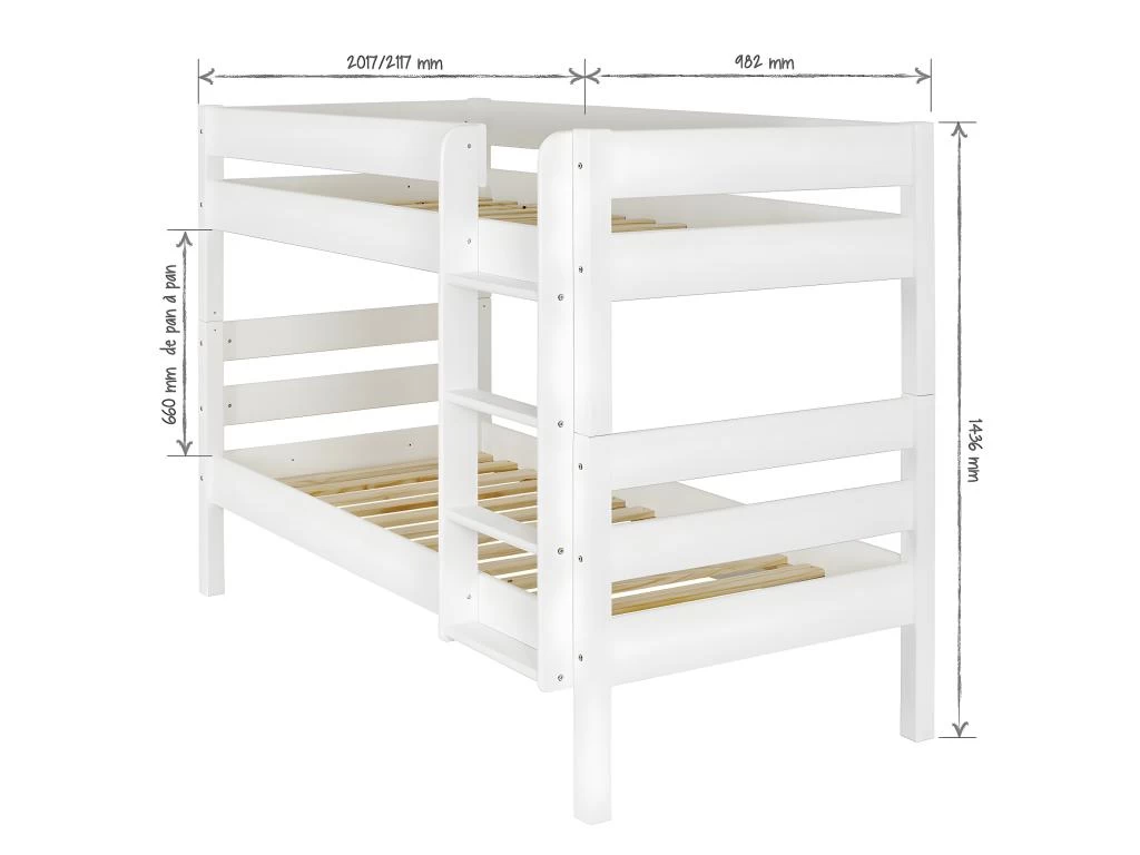 Pack Lit Superposé Avec Sommier Gigogne Et Matelas Nubie Bois Naturel 90x190 Cm 4 Pack Lit Superposé Avec Sommier Gigogne Et Matelas Nubie Bois Naturel 90x190 Cm – Image 4
