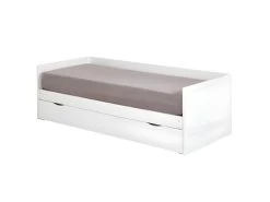 Pack Lit Gigogne Avec Tiroirs Et Matelas Molly Blanc 80x200 Cm
