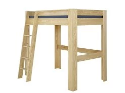 Pack Lit Mezzanine Avec Bureau Et Matelas 1 Place Ali Bois Naturel 90x190 Cm