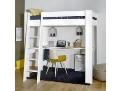 Pack Lit Mezzanine Avec Bureau Et Matelas 1 Place Ali Bois Naturel 90x190 Cm -Magasin de lits lit 13076587